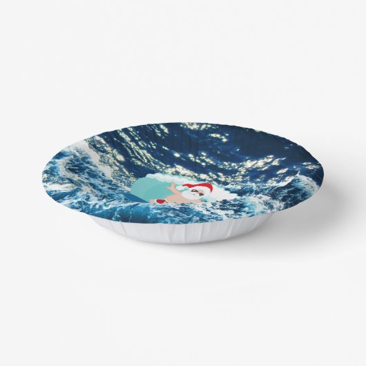 Festive kerstsurfende Santa Beach Paper Bowls Papieren Kommen (Gebogen)