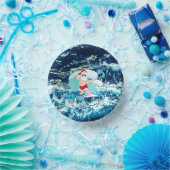 Festive kerstsurfende Santa Beach Paper Bowls Papieren Kommen (Feest)