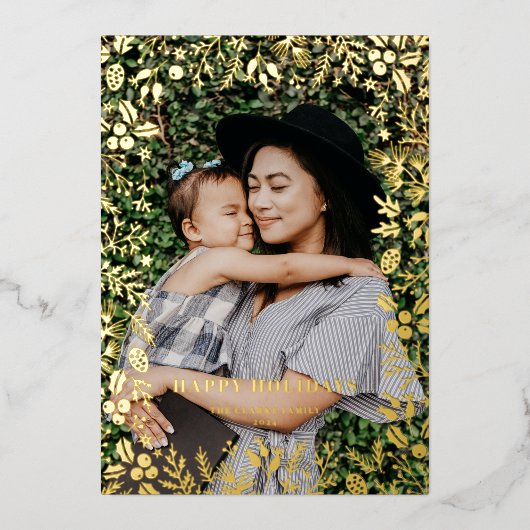 Festive kerstval Lijst Overlay Foto Folie Feestdagenkaart (Voorkant)