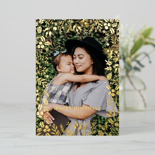 Festive kerstval Lijst Overlay Foto Folie Feestdagenkaart (Staand Voorkant)