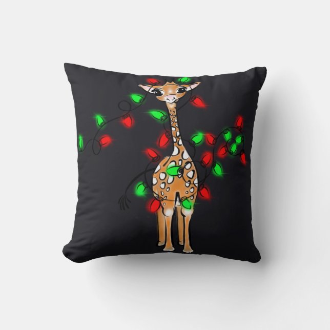 Festive kerstverlichting met Giraffe-rood, groen Kussen (Voorkant)