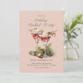 Festive kerstWaterverf cocktail Party Kaart (Staand voorkant)