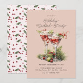 Festive kerstWaterverf cocktail Party Kaart (Voorkant / Achterkant)