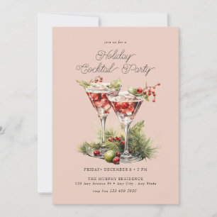 Festive kerstWaterverf cocktail Party Kaart