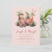 Festive kerstWaterverf cocktail Party Kaart (Staand voorkant)