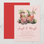 Festive kerstWaterverf cocktail Party Kaart (Voorkant / Achterkant)