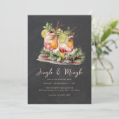 Festive kerstWaterverf cocktail Party Kaart (Staand voorkant)