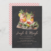 Festive kerstWaterverf cocktail Party Kaart (Voorkant / Achterkant)