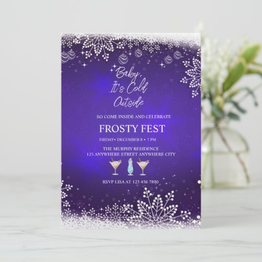 Festive kerstWaterverf cocktail Party Kaart (Staand voorkant)