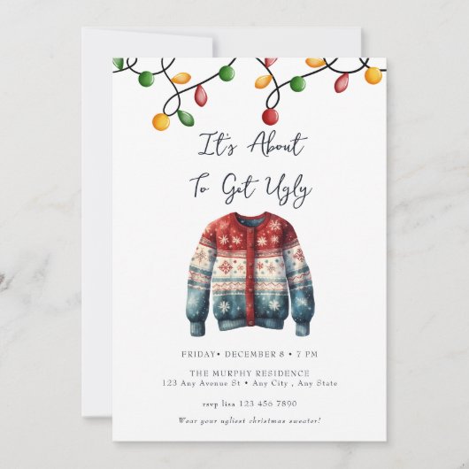 Festive kerstWaterverf cocktail Party Kaart (Voorkant)