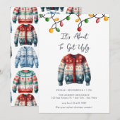 Festive kerstWaterverf cocktail Party Kaart (Voorkant / Achterkant)