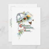 Festive-kerstwensen, -cellen, -Robins en -Holly Briefkaart (Voorkant / Achterkant)