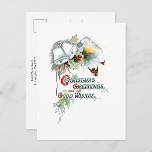 Festive-kerstwensen, -cellen, -Robins en -Holly Briefkaart (Voorkant / Achterkant)