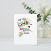 Festive-kerstwensen, -cellen, -Robins en -Holly Briefkaart (Staand voorkant)