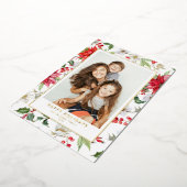 Festive Kerstwinter Floral Pattern Foto Folie Feestdagenkaart (Gedraaid)