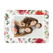 Festive Kerstwinter Floral Pattern Foto Magneet (Horizontaal)