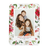 Festive Kerstwinter Floral Pattern Foto Magneet (Verticaal)