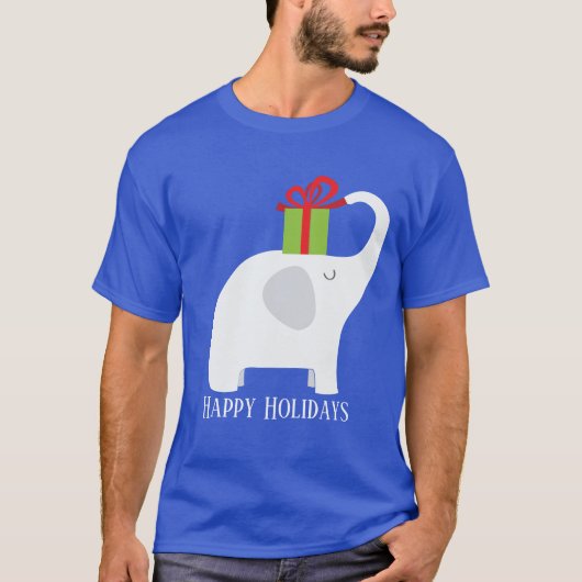 Festive kerstwitte olifant voegt tekst T-shirt toe (Voorkant)