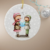 Festive Kinder zingende kerstkarolen Keramisch Ornament
