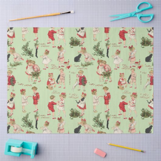 Festive  Kinderen en kerstcadeautjes Tissuepapier (Craft)