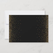 Festive Kindly Reply Faux Gold Confetti op Black RSVP Kaartje (Achterkant)