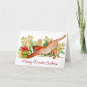 Festive Kitty Cat Winter Solstice Pagan Holiday Kaart (Voorkant)