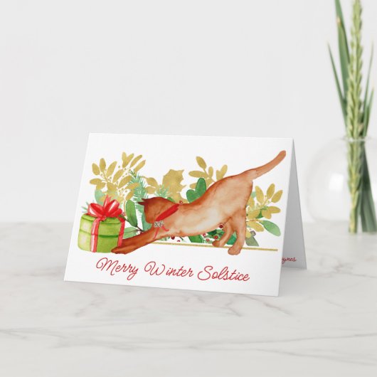 Festive Kitty Cat Winter Solstice Pagan Holiday Kaart (Voorkant)