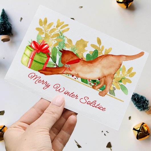 Festive Kitty Cat Winter Solstice Pagan Holiday Kaart