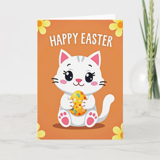 Festive Kitty Happy Egg Card Kaart (Voorkant)