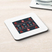 Festive knitted ginger bread snow flakes bier onderzetter (Linkerzijde)