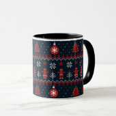 Festive knitted ginger bread snow flakes mug mok (Voorkant rechts)