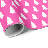 Festive Knockout Pink White kerstboompatroon Cadeaupapier (Rol Hoek)
