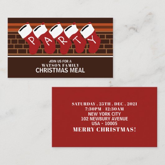 Festive-kousen, kerstfeestkaartje informatiekaartje (Voorkant / Achterkant)