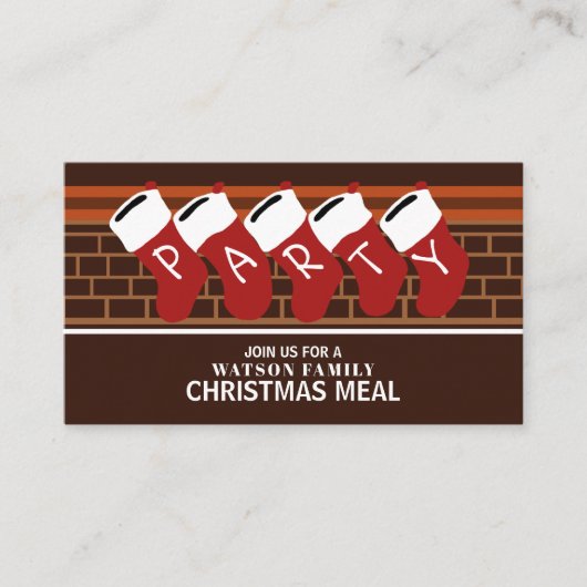 Festive-kousen, kerstfeestkaartje informatiekaartje (Voorkant)