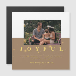 Festive Kraft and Gold Joyful Photo met Kerstmis