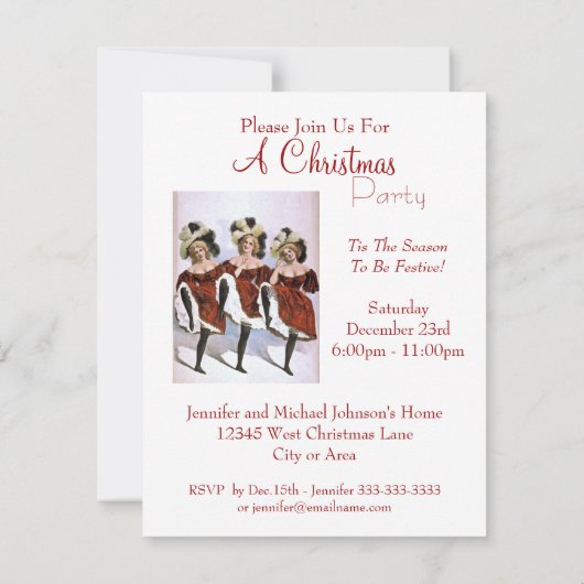 Festive Lady Dancers kerstfeest Kaart (Achterkant)