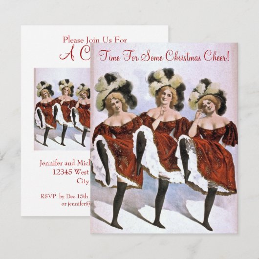 Festive  Lady Dancers kerstfeest Kaart (Voorkant / Achterkant)