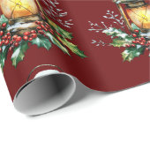 Festive Lantern Nestled in Holly – Seasonal Glow Cadeaupapier (Rol Hoek)