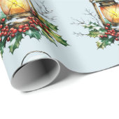 Festive Lantern Nestled in Holly – Seasonal Glow Cadeaupapier (Rol Hoek)