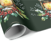 Festive Lantern Nestled in Holly – Seasonal Glow Cadeaupapier (Rol Hoek)