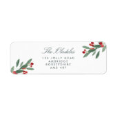 Festive Leaves & Berries Holiday Adres Etiket (Voorkant)