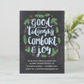 Festive Lettering | Chalkboard Holiday Party Kaart (Staand voorkant)