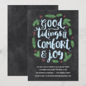 Festive Lettering | Chalkboard Holiday Party Kaart (Voorkant / Achterkant)