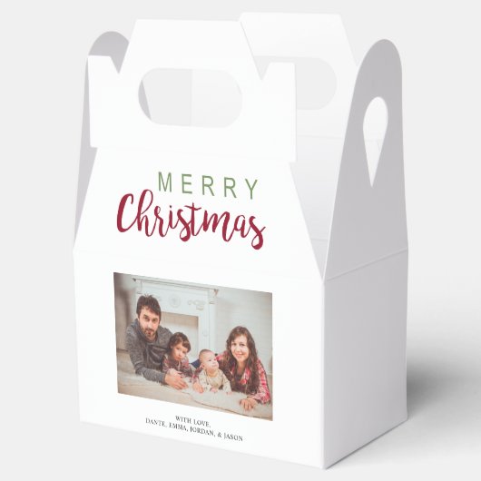 Festive Lettering Family Foto met prettige kerstfe Bedankdoosjes (Geopend)