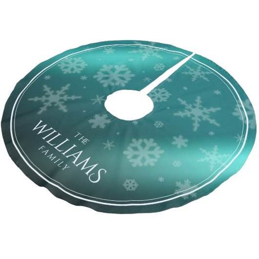 Festive Light Blue Folie Snowflakes Kerstboom Rok (Gekanteld)