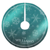 Festive Light Blue Folie Snowflakes Kerstboom Rok (Voorkant)