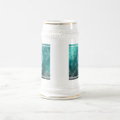 Festive Light Blue Folie Snowflakes Monogram Name Bierpul (Center)