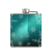 Festive Light Blue Folie Snowflakes Monogram Name Heupfles (Achterkant)