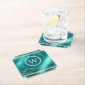 Festive Light Blue Folie Snowflakes Monogram Name Kartonnen Onderzetters (Insitu)