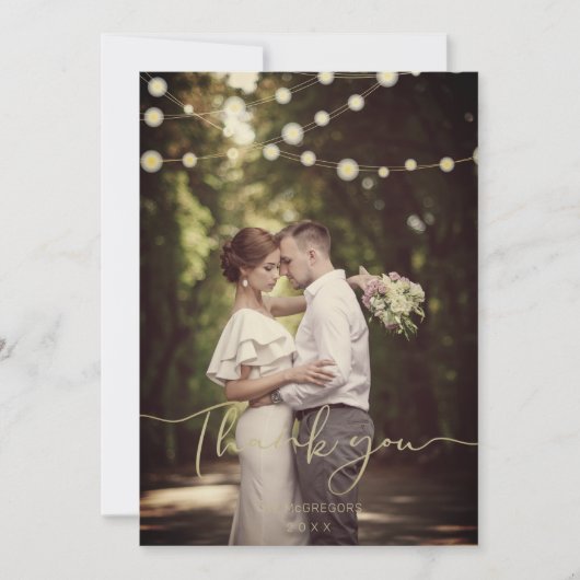 Festive Light Wedding Gold Custom Whimsical Script (Voorkant)